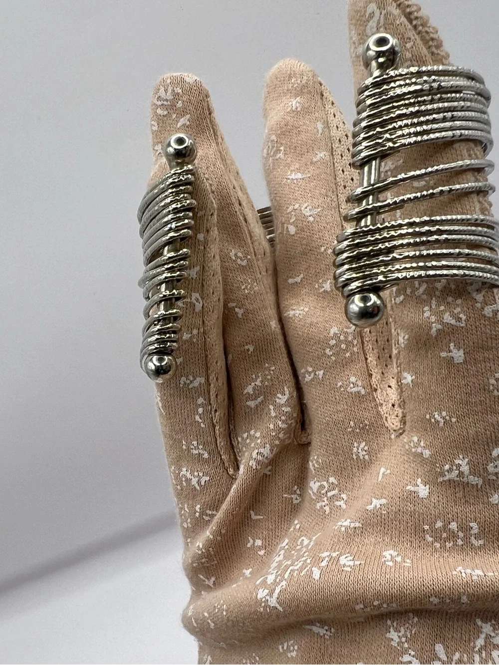 Vintage Silvertone Textured Multi-Strand Slinky Coiled Cuff Bracelet